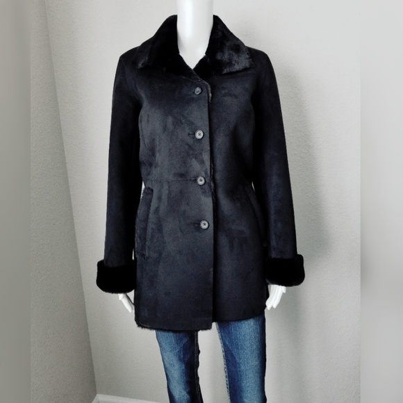 LOFT Black EUC faux suede jacket - Picture 1 of 3